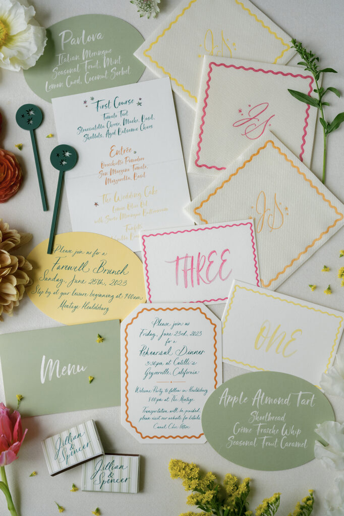 wedding stationery details for a Montage Healdsburg wedding in California