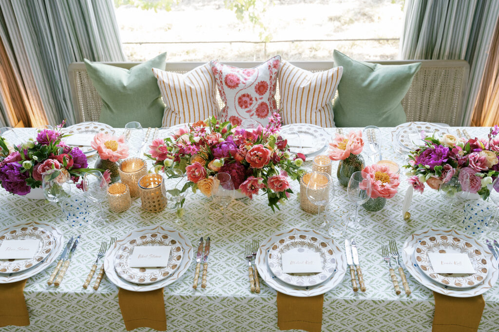 Montage Healdsburg wedding reception table settings with florals