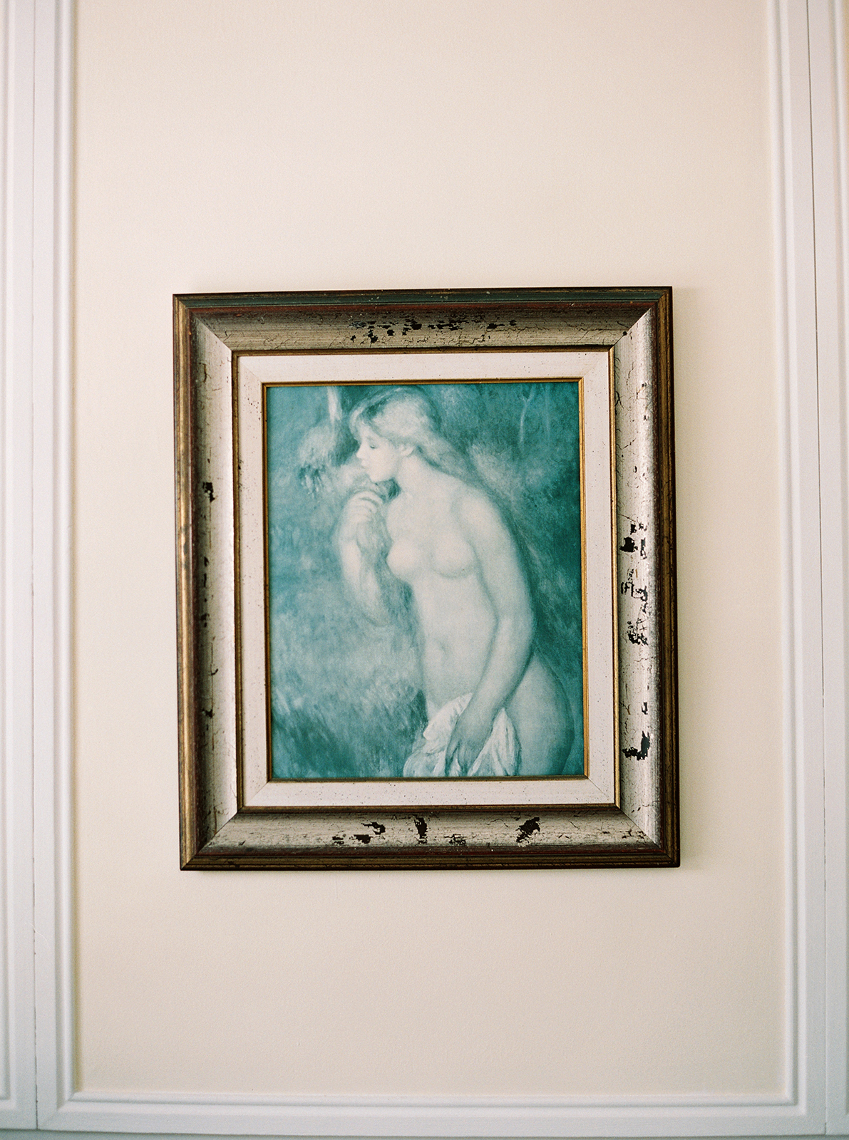 Framed classical artwork displayed in an Italian hotel