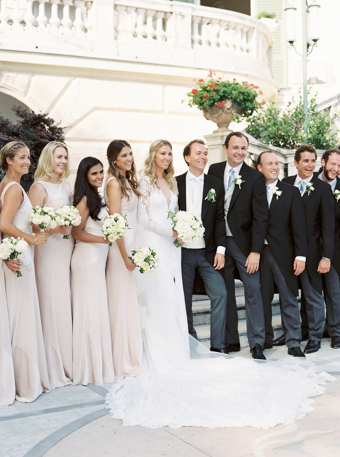 Wedding party group portrait at Imperiale Palace Hotel in Portofino