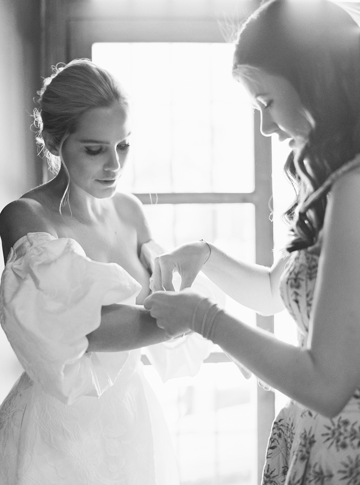 Wedding dress details during getting ready at Casa de Sierra Nevada Belmond Hotel