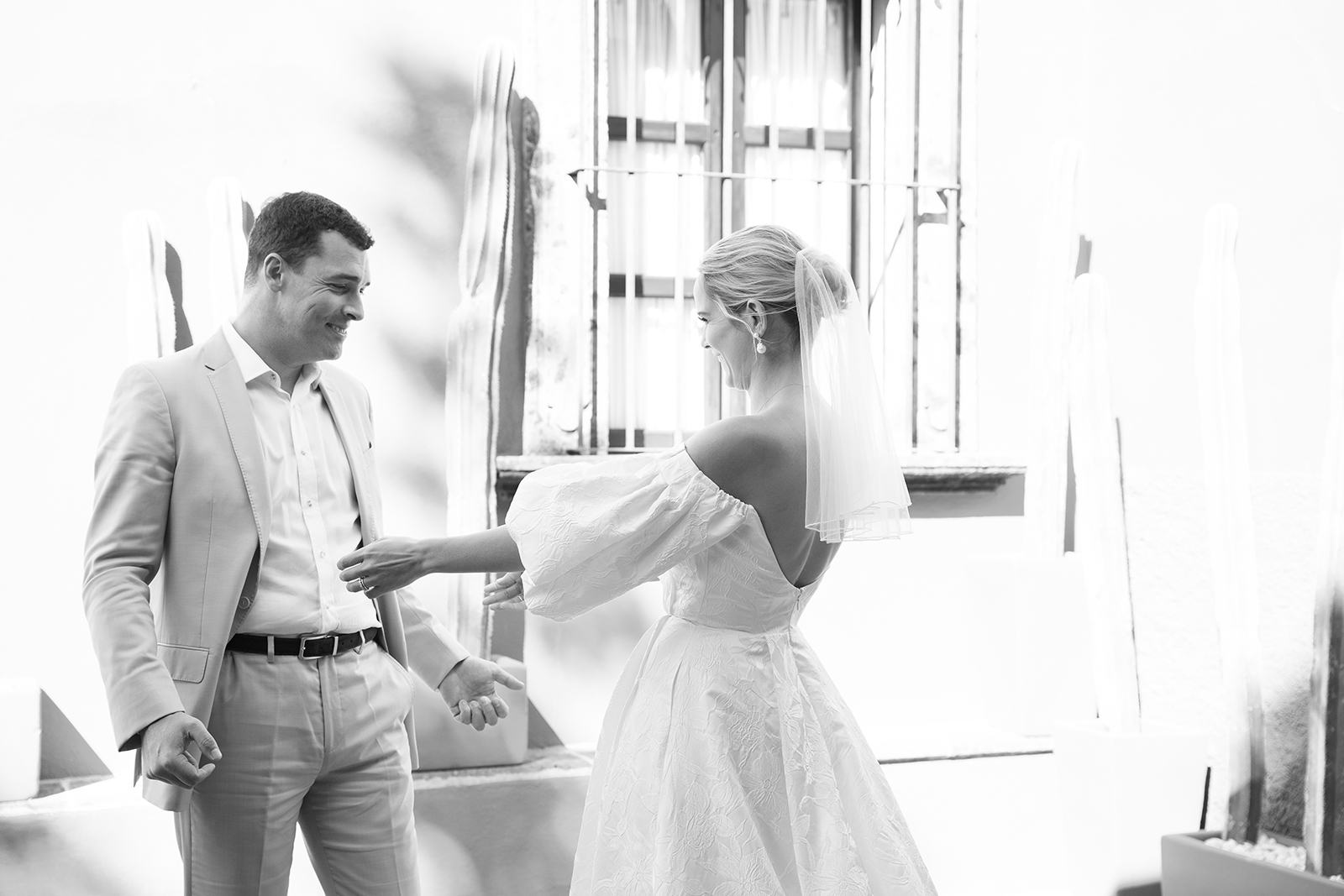 groom excited to see his bride during first look