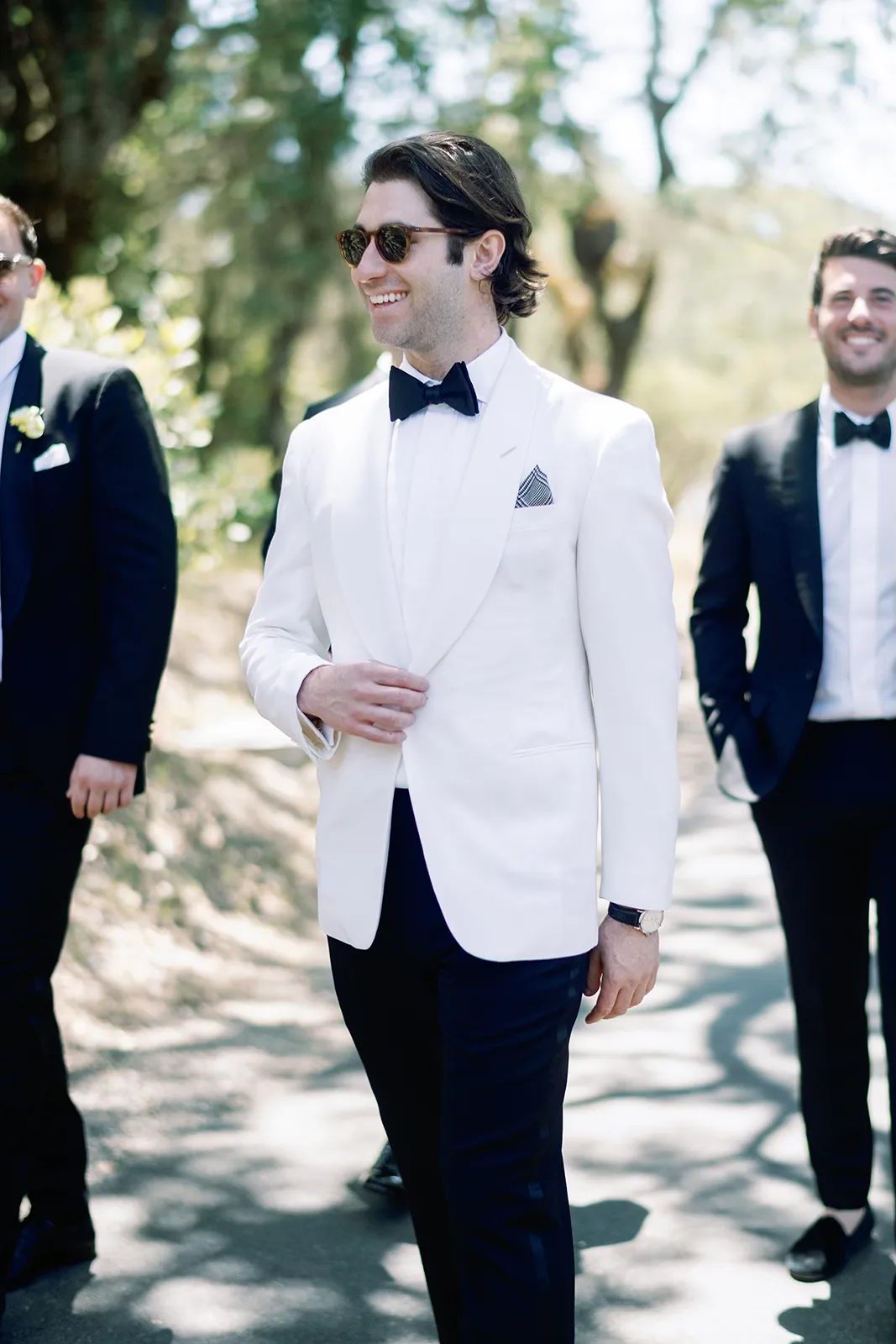 groom having fun with his groomsmen