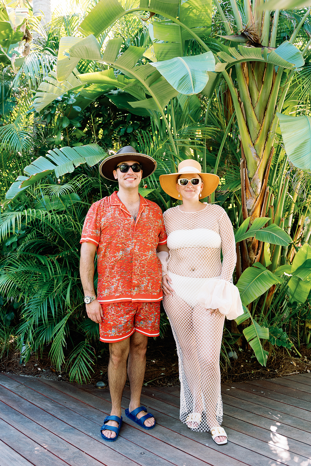 Couple posing together during a Faena wedding weekend celebration