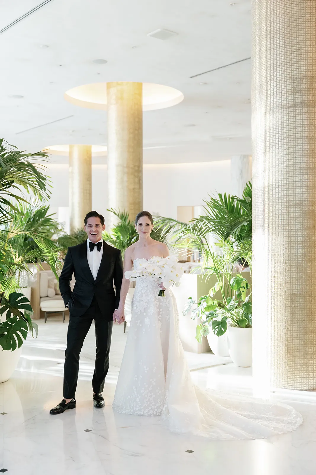 bride and groom during bridal portraits in the Miami Beach EDITION