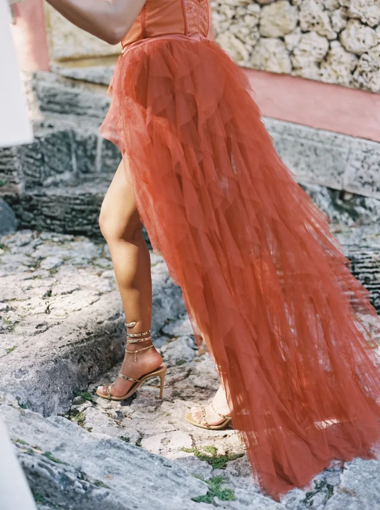 close up of brides leg and shoes