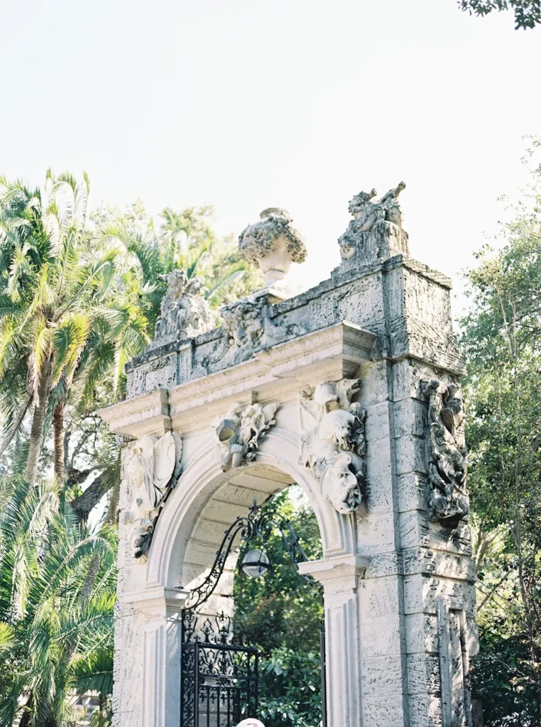 archway sculpture in south terrace near the entrance of vizcaya museum