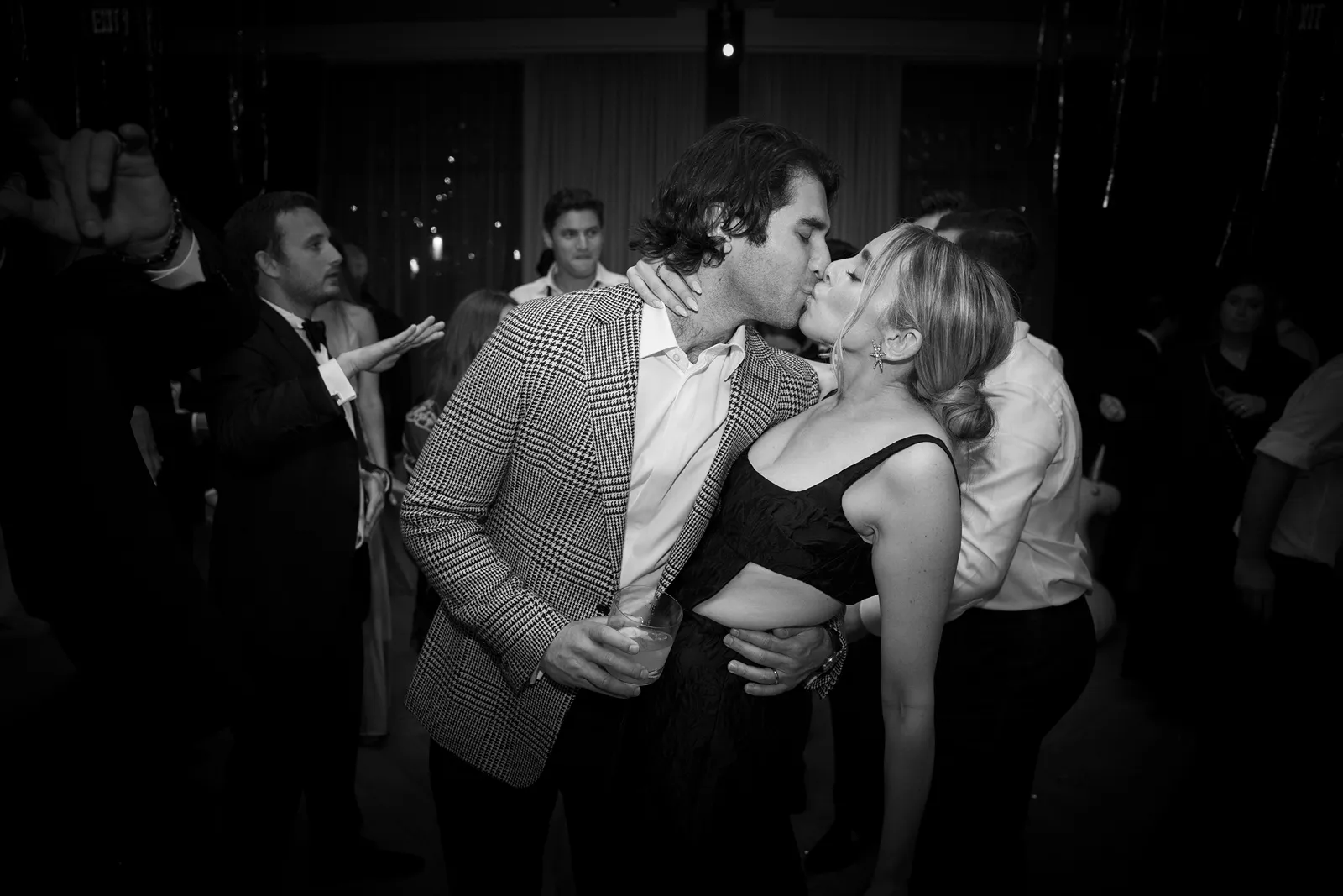 bride and groom kissing during their wedding after party in Montage Healdsburg