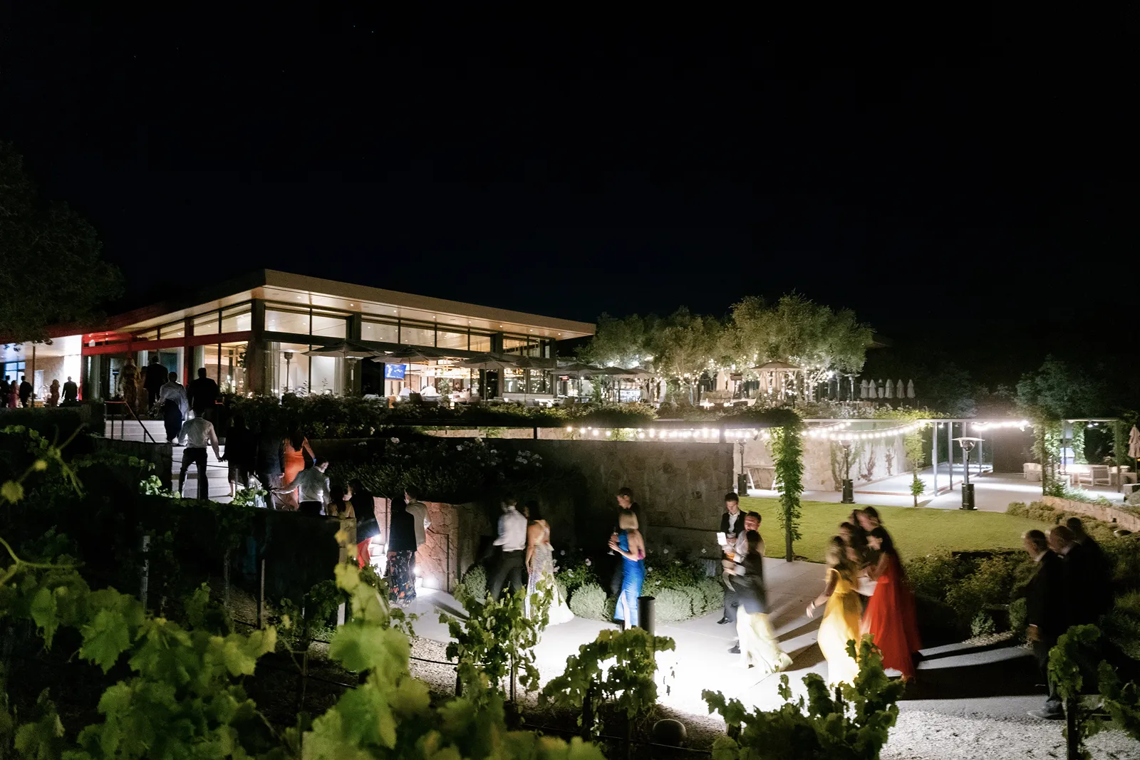Montage Healdsburg wedding guests walking towards after party