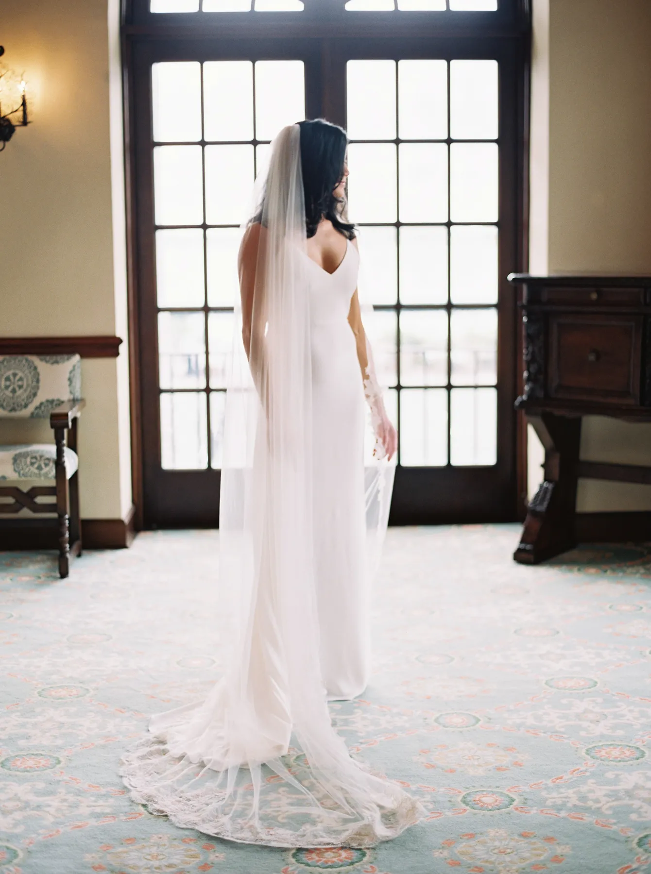 bride getting ready before wedding ceremony in Indian creek country club